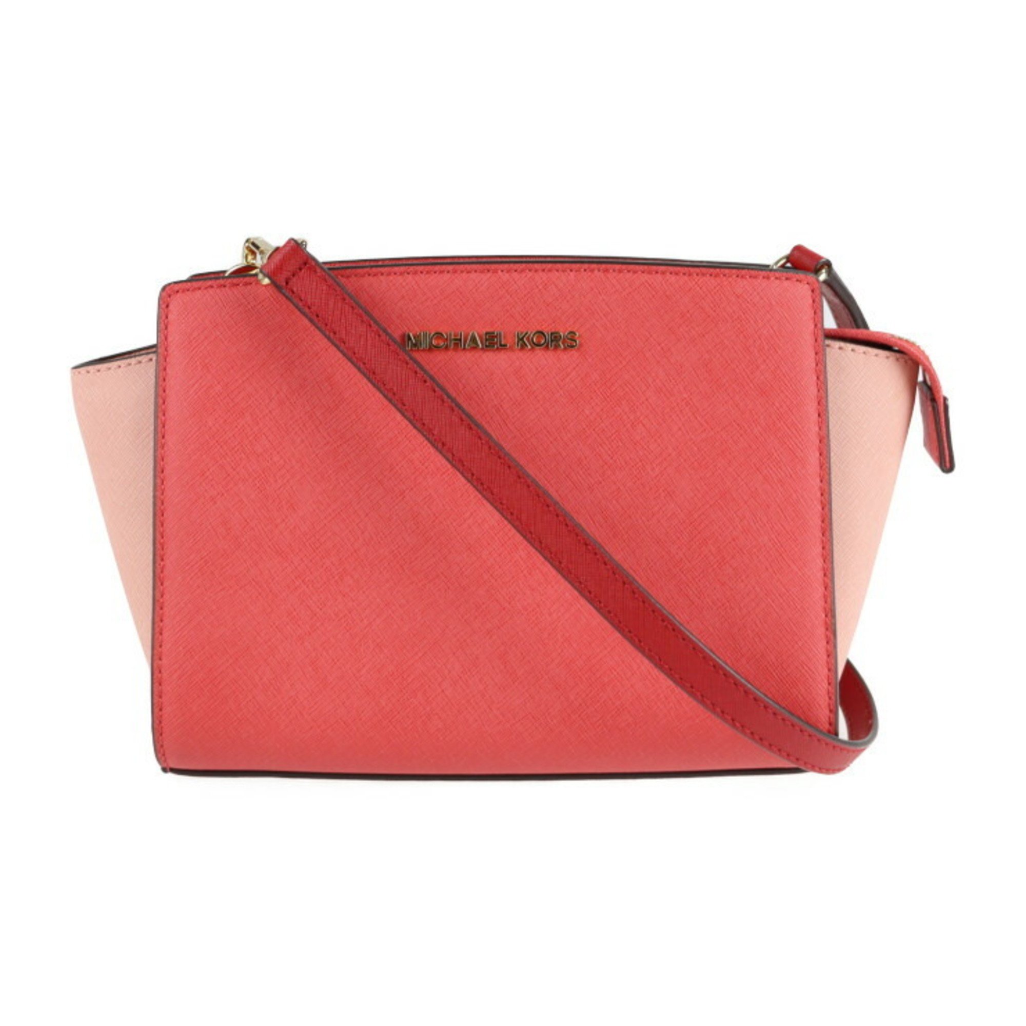 Michael Kors Shoulder Bag Leather Pink System Gold Metal Fittings Cross Body